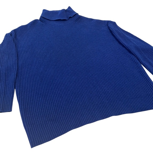 Michael Kors Women’s XL Thick Knit Turtleneck Sweater — Royal Blue Oversized - Picture 2 of 6